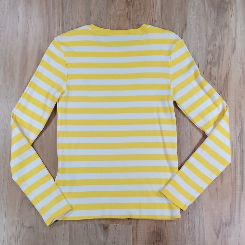 🔹️Ralph Lauren Sport Yellow & White Striped Long Sleeve Top Medium - Picture 2 of 7